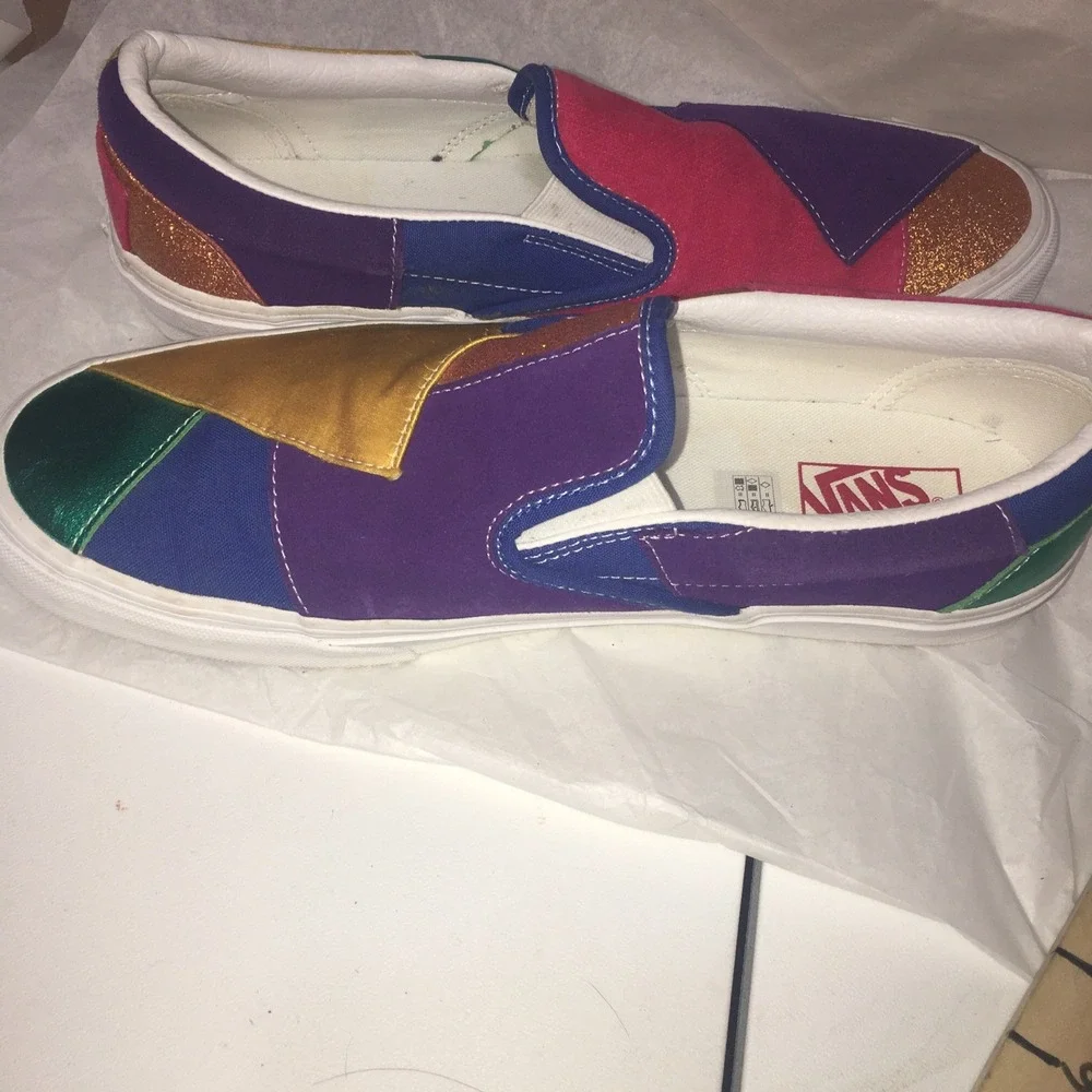 Vans Mardi Gras Patchwork Pride Slip On Colorblock Sneakers Mens 11.5,Women 13
